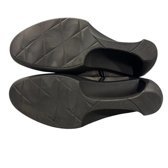 NAOT Women’s Black and Gray Leather and Suede Wedge Booties, NWIOB, Size 40 - Picture 7 of 11